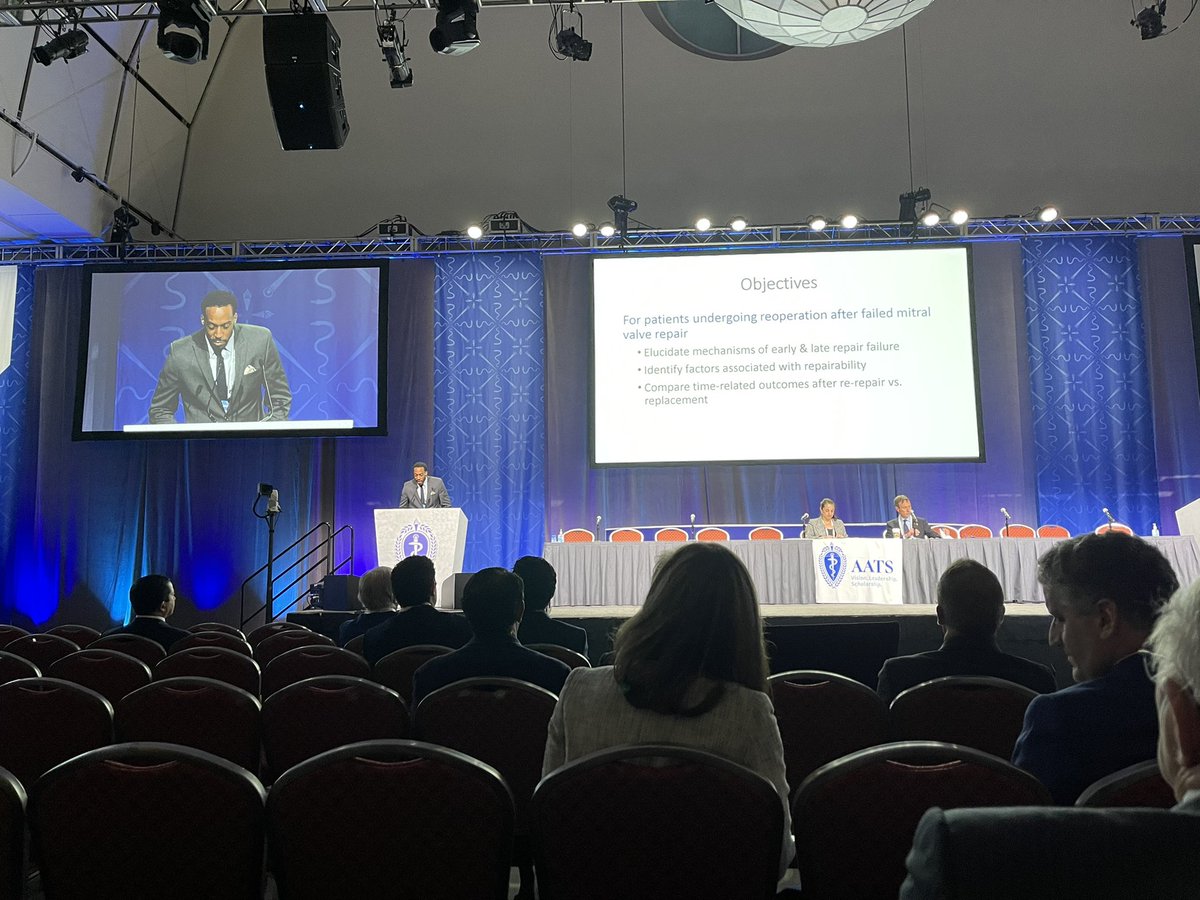 Amazing talk by @RyanMoore_MD on re-operation after failed MVR at @AATSHQ. Congratulations on your presentation! @UHSurgeryRes @UHCTSurgery