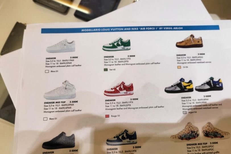 Ovrnundr on X: Louis Vuitton x Nike Air Force 1 by Virgil Abloh, client  order sheet. The shoes retail 2,000€ (Low) & 2,500€ (High). Exclusively  available to top Louis Vuitton clients. The