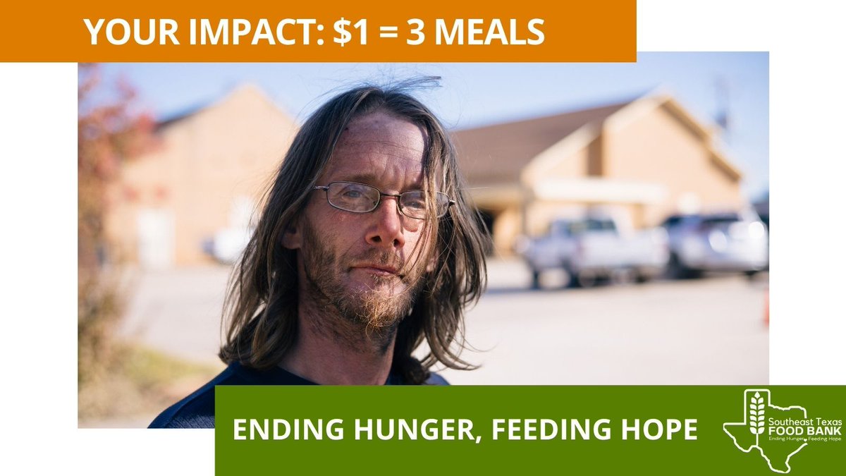 Help support the #setxfoodbank by making a donation today. Every $1 raised = 3 meals provided to those in need of food assistance. Help make a difference today! 🧡 bit.ly/3IAnnK2