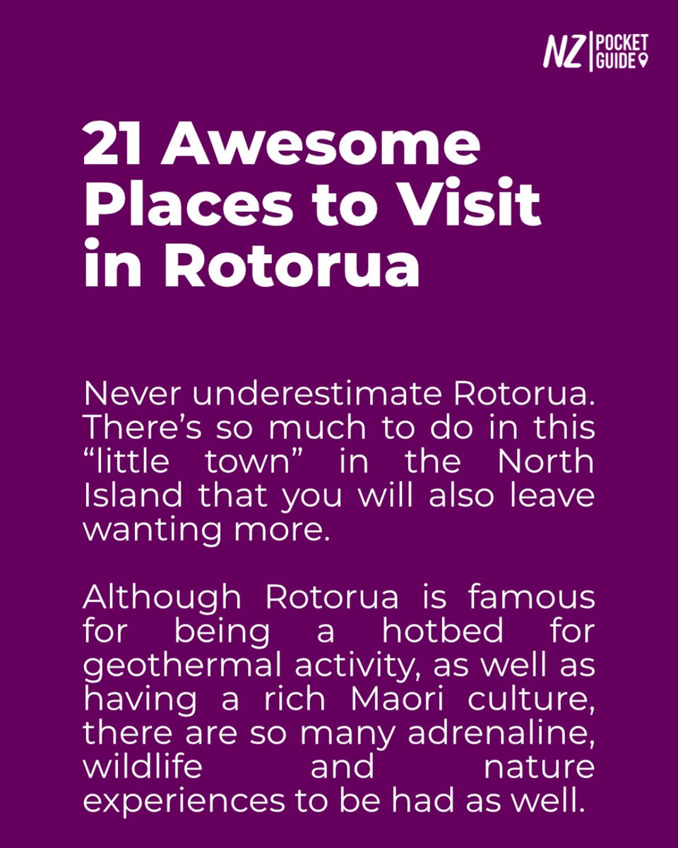 BPKGuide's tweet photo. 21 Awesome Places to Visit in Rotorua
βοΈ See more on NZPocketGuide - Your FREE travel guide to New Zealand!
#nzmustdo #nzpocketguide #newzealandvacations #newzealandlife #newzealandfinds #travelnewzealand #visitnewzealand #newzealandtrip #travelnz #newzealandguide #nz #newzealand https://t.co/7wKJZMXsjJ