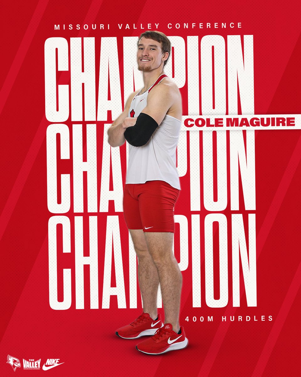 COLE MAGUIRE IS THE 400M HURDLES MVC CHAMPION 🙌

The senior clocks a personal best of 51.09 to win the event, becoming the first Redbird to win the men's 400mH title since 1998!