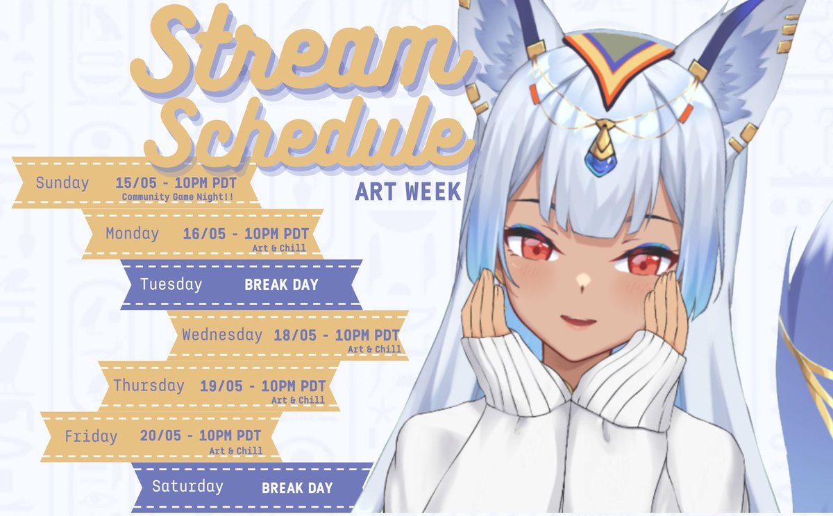 NairuNirvana's tweet photo. 💎ATTENTION NILUS💎
This weeks stream schedule is here! Will be drawing our family/chat portrait for most of the days! 😂
See you #nilus for community night in a few hours! 🥰
New game this week!! Let’s go!!🥰
#Vtuber #VTuberUprising #VTuberEN https://t.co/IsyCGd7HCE