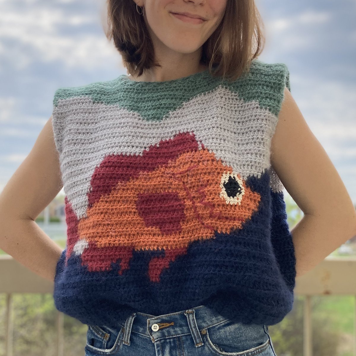 Gauth_Charlotte's tweet photo. I can now present the finished product! Quite happy of how it turned out. 🤗
#SundayFishSketch #Sebastes #crochet https://t.co/psG4BBgce2