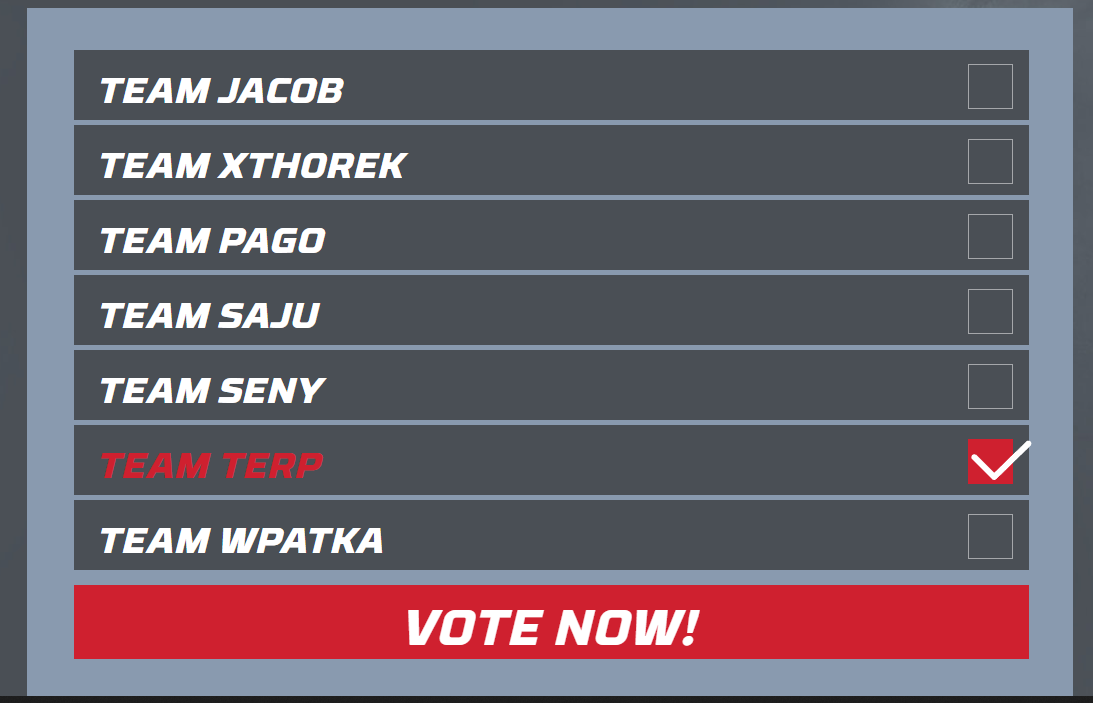 Hello VALORANT community. My team has a chance to play on a big LAN tournament from <a href="/sleaguegg/">Streamers League</a>, but we need your support to beat streamers from other games. If you could help us, vote for TEAM TERP. every vote is greatly appreciated 🥰

👉 streamersleague.gg/wildcard/#voti…