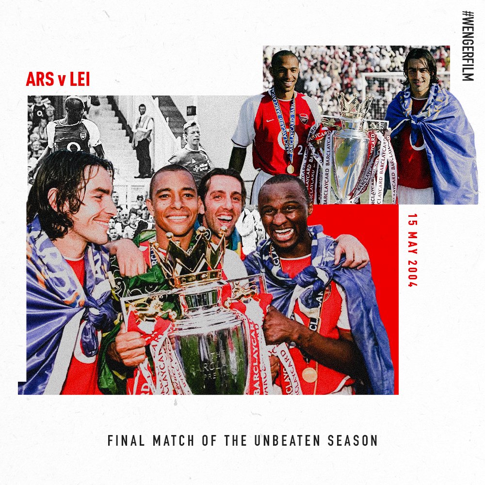 #OnThisDay, May 15th 2004, Arsène Wenger’s <a href="/Arsenal/">Arsenal</a> team achieved the unthinkable, becoming the first and only team to go an entire Premier League campaign without defeat.

At the end of the season their record stood: played 38, won 26, drawn 12, lost 0. #Invincible

#WengerFilm