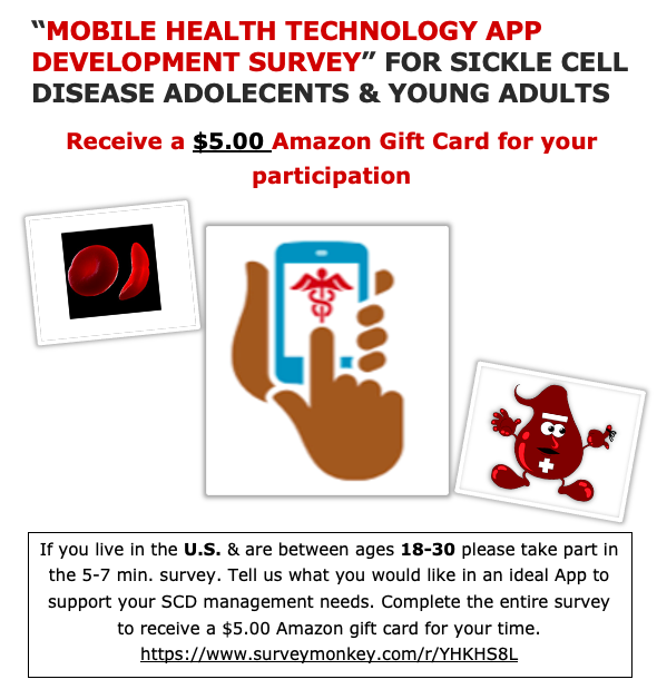 JamieMansaray's tweet photo. @HOPEforSCD “Mobile Health Technology App Development Survey for Sickle Cell Disease Adolescents and Young Adults.” 
https://t.co/DKlJvm0mwz https://t.co/vxqkcUiWIB