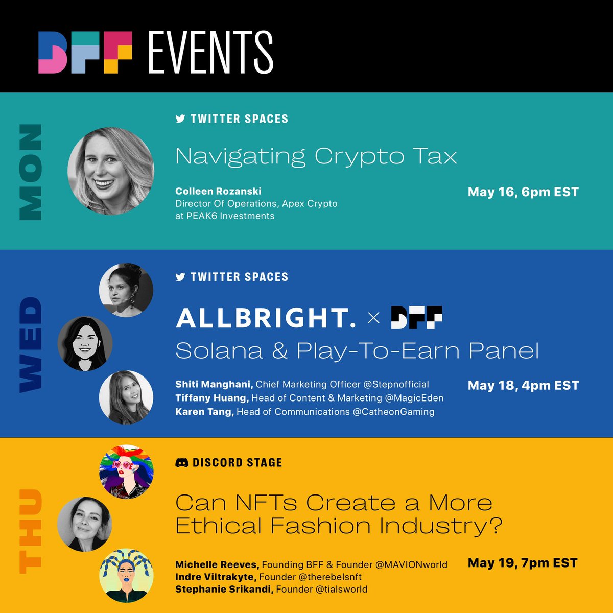 MyBFF's tweet photo. BFFs, we have another solid lineup of events for you this week ✨ https://t.co/NIvfuq5ZEj