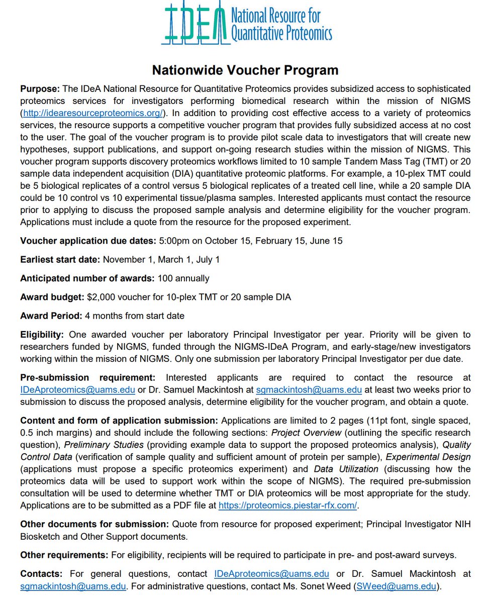 Accepting applications for our Nationwide Voucher Program! Fully subsidized proteomics at no cost to the user. Applications are due June 15th. Apply proteomics.piestar-rfx.com/opportunities.