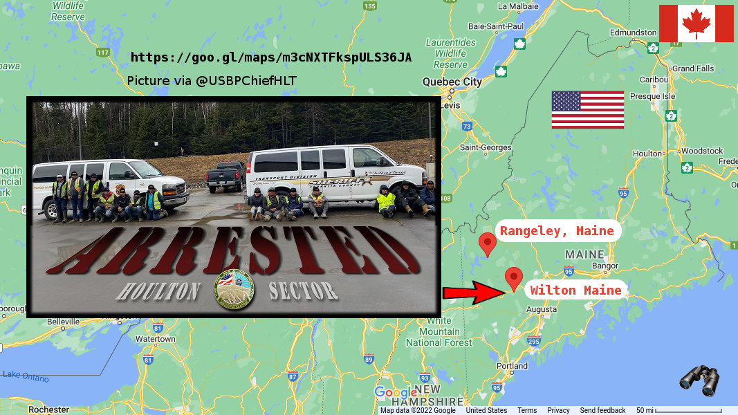 borderObserver's tweet photo. Effective Law Enforcement Partnership Leads to the Arrest of a Convicted Human Smuggler along with 21 other Non-citizens in Rangeley, Maine
https://t.co/BtaZ3h3fzj
#NorthBorder 21 Apr 2022

22 #illegals - 15 MX, 7 EC

+2 #USC drivers

#CBP_action qt-cbp-media-3564 #borderObserver https://t.co/Ja5kA2M89Z