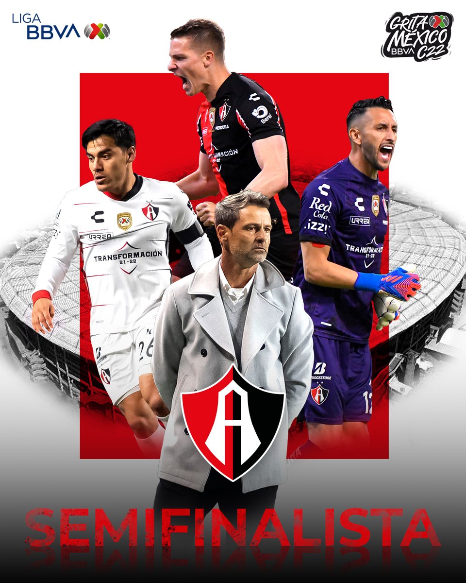LigaBBVAMX's tweet photo. ¡El Campeón a ‘Semis’!🎟️🏆

@AtlasFC sigue en búsqueda del bicampeonato. Hoy se instaló en #Semifinales del #GritaMéxicoC22

¡Felicidades, Rojinegros! 👏

Bienvenidos. 😎 https://t.co/QwCB68T8Se