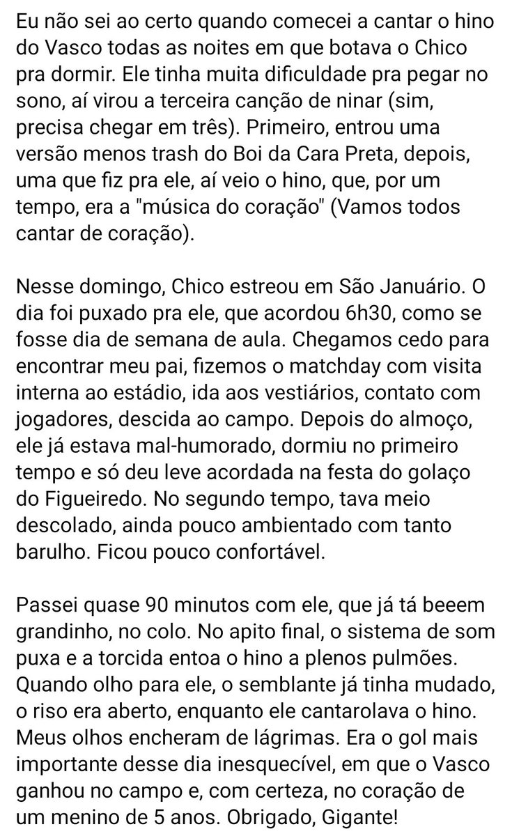 b_guedes's tweet photo. Enfim, chegou o dia em que voltei a pisar na arquibancada de São Januário,  e com o Chico junto. Como a @Fabris_mc disse, foi tipo filme da Disney, que tu acha que não vai chorar, mas quando olha, já desidratou. E como acontece sempre que algo me toca, escrevi...rs
♥️💢 https://t.co/t5LcDqpVgm