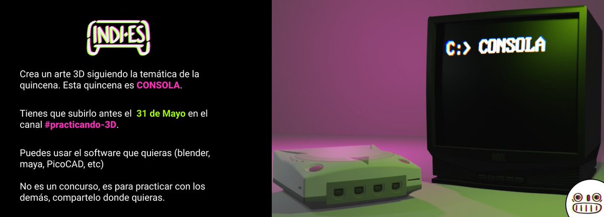 indi__es's tweet photo. Terminamos otra quincena de práctica 3D. ¿Qué tal les fue con el tema pasado? 😊
El tema de la quincena es:
Consola
#practicando3d https://t.co/HdYaagAjtB