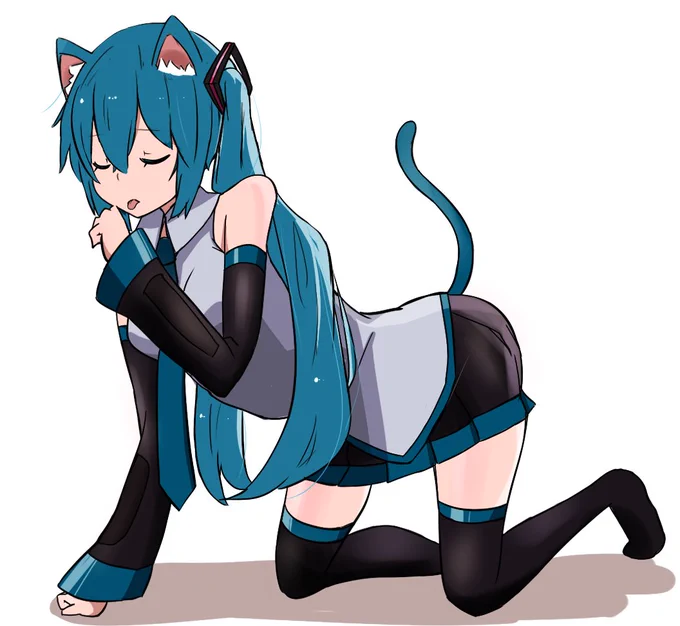 ピアプロ運営です。本日は「猫」作品をご紹介!描き人しらずさんのねこミクさん!ミミとしっぽに加え、ネコらしいポーズがかわいいですね…!(=^・^=)💕【https://t.co/sJPFUlHUbT】 #piapro #初音ミク 