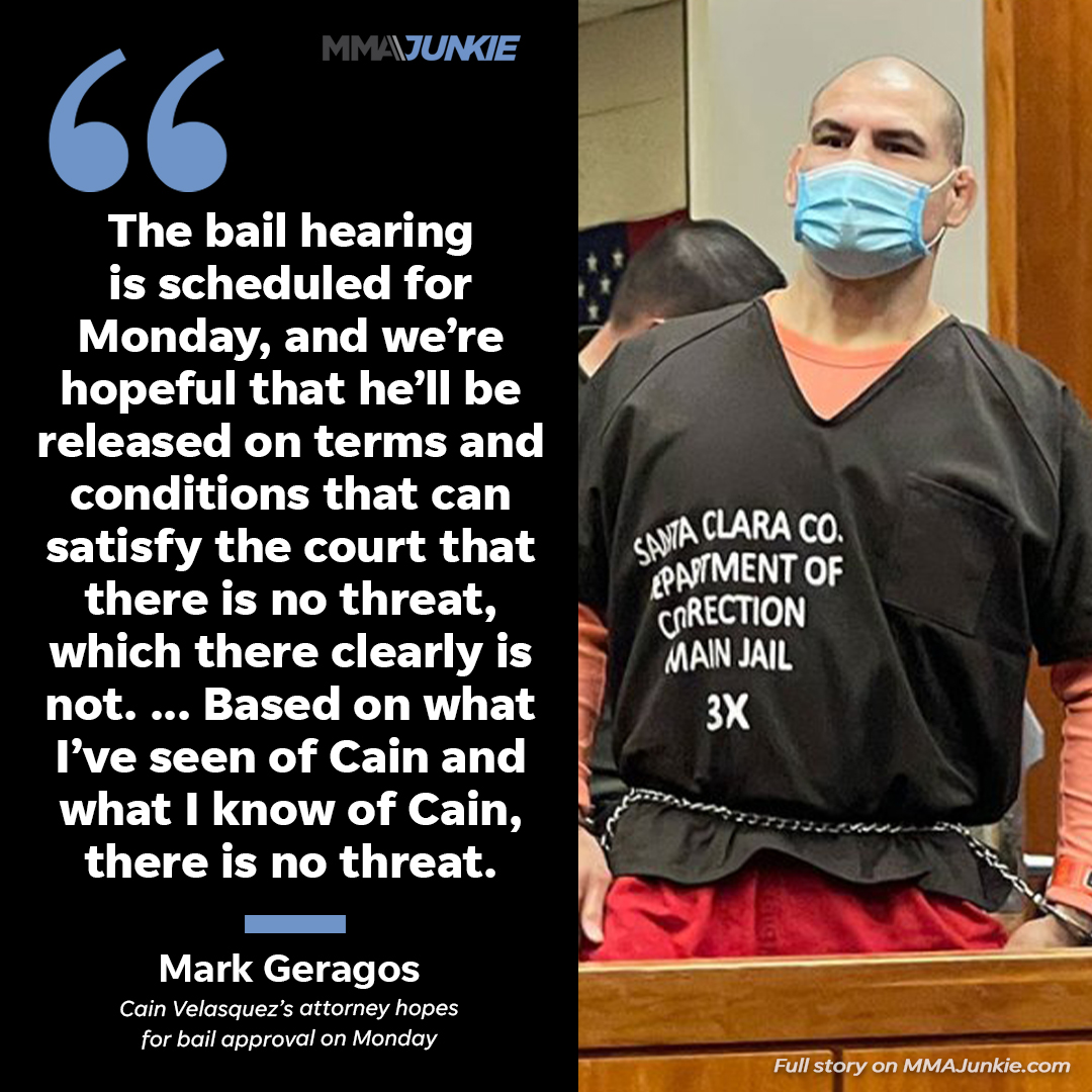MMAJunkie's tweet image. Cain Velasquez returns to court tomorrow in hopes of finally being granted bail.

Full details: bit.ly/3lcXVRn