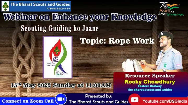 Debasish_29's tweet photo. Webinar on enhance your knowledge on scouting guiding ko Jaane.session on rope work https://t.co/WnlbxTl4wP