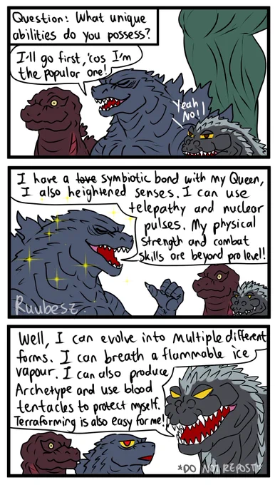Here's my version of the Shin comic lol
His abilities are very... special haha... nice;;;
(1/2)
Thank you Wikizilla for the info!
#Godzilla #ShinGodzilla #ゴジラ #ULTRAMAN 