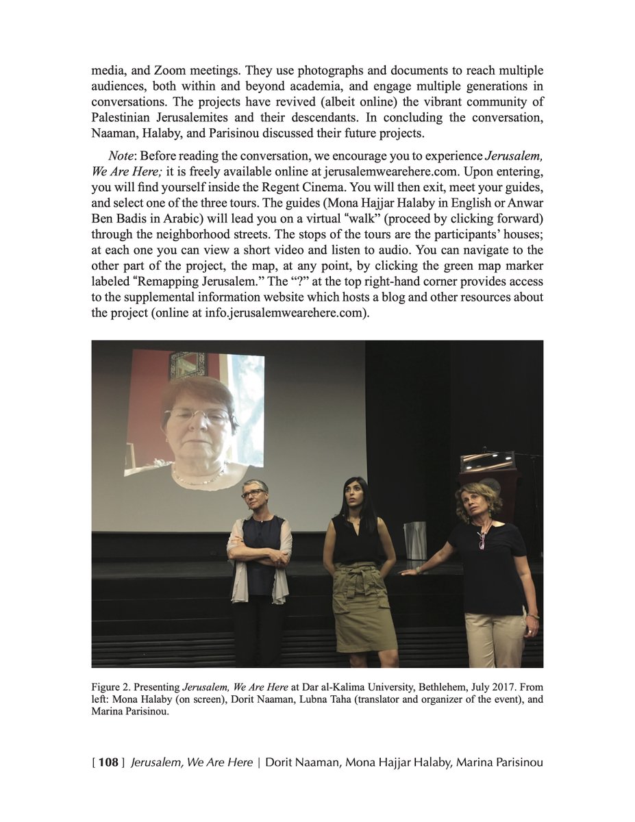 jwrhidoc's tweet photo. An essay in the form of a conversation, co-authored by @NaamanDorit, @mparisinou and Mona Hajjar Halaby, on their collaboration was published by in the Spring 2022 issue of @JQuarterly . We announce it on our blog as a means of commemorating the #Nakba. https://t.co/mxxR1bcTla https://t.co/fpyzg885PE