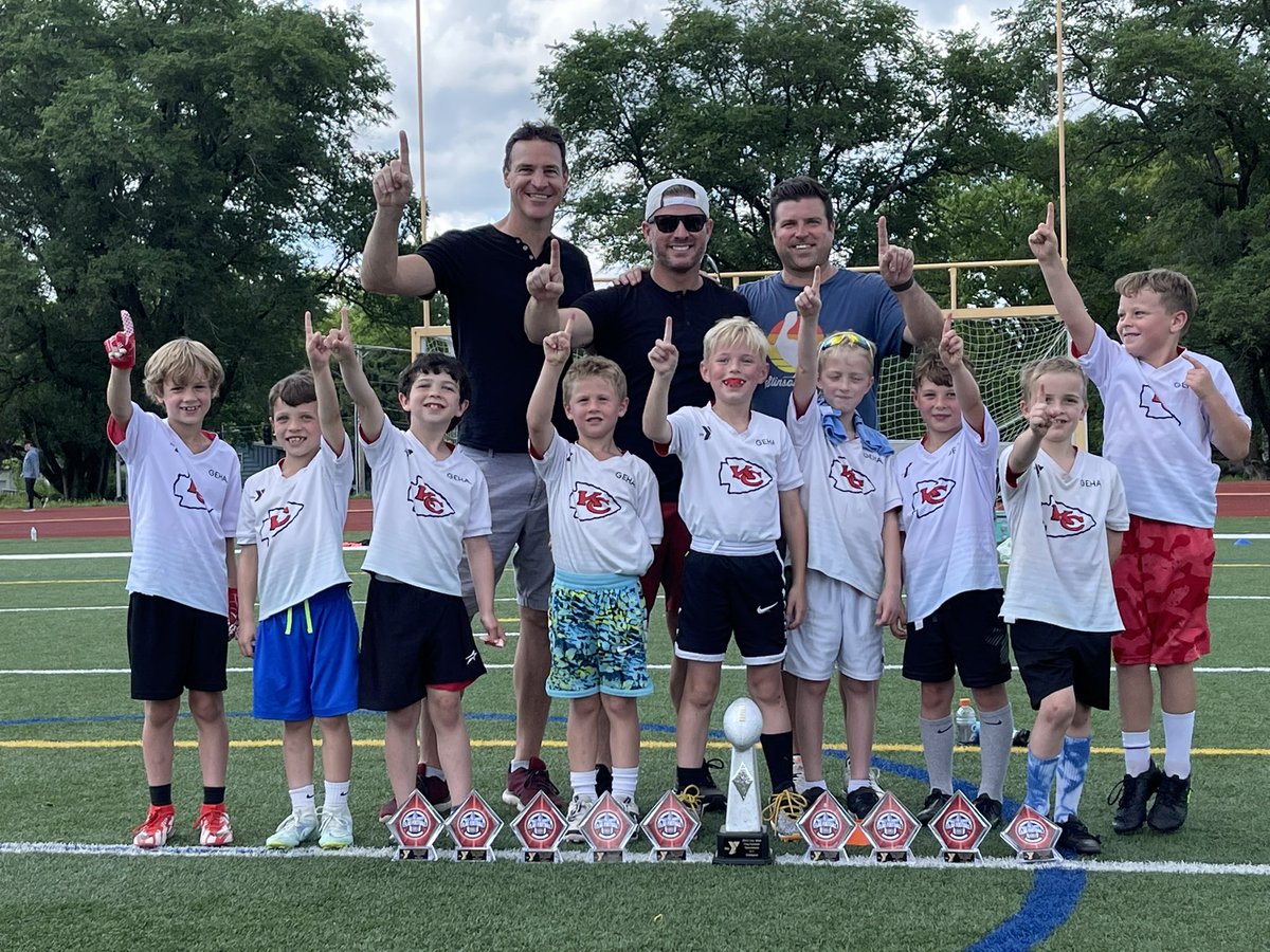 dancmoon's tweet photo. First place Kansas City 1st grade flag football tournament. Grateful to be passing on the wisdom learned from @CoachWEFritz to the next generation. Go Panthers! https://t.co/0GdASVkODw