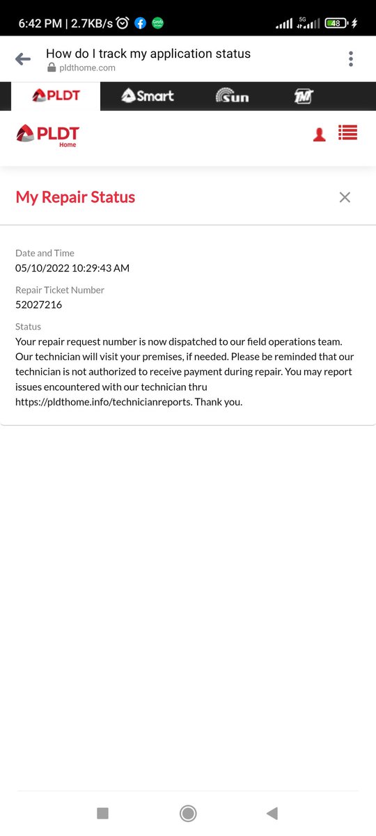 RobertRosello1's tweet photo. @PLDT_Cares we already have repair request ticket that was issued 5 days ago. until now nothing happened as no service team arrive. https://t.co/dY66YoBgac