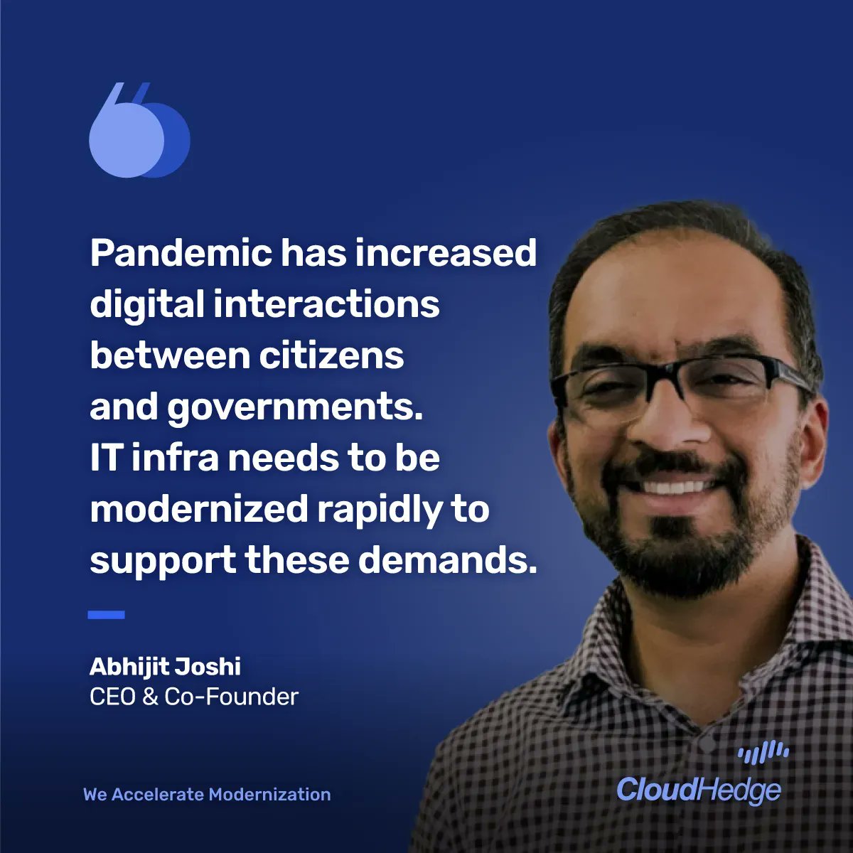 cloudhedgeio's tweet photo. The COVID-19 pandemic taught us that Digital Governance can play a crucial role in enabling safety, security and well-being of citizens.
@joshiabhijit
#Modernization #Governance #DigitalFirst #DigitalFirstGovernance https://t.co/YRaT60cRMp