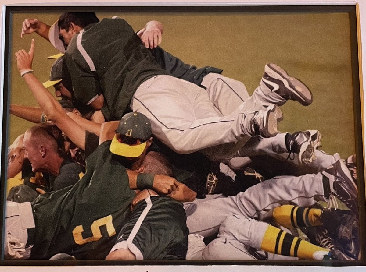 PiusX_Baseball's tweet photo. Members of the 2012 State Championship team surprised Coach Charf tonight with a signed dog pile photo to commemorate the 10 year anniversary of Pius X’s first state championship. Thanks for everything you do Coach! #BoltsBaseball⚡️ https://t.co/6jFe4Zu1qO