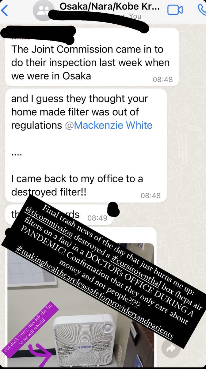 MackenzieMSRD's tweet photo. Woke up to a message that @TJCommission destroyed a #corsirosenthalbox (Hepa filters + fan) in a DOCTOR’S OFFICE DURING A PANDEMIC! #COVIDisAirborne #makinghealthcarelesssafeforprovidersandpatients @linseymarr @kprather88 @CorsIAQ @JimRosenthal4 @icanhasMiranda @kwhite6417 https://t.co/KKkmyEDTZ0