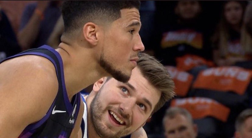 Aaron23_M's tweet photo. @brawadis Luka owns booker😭 https://t.co/5PM3um75Du