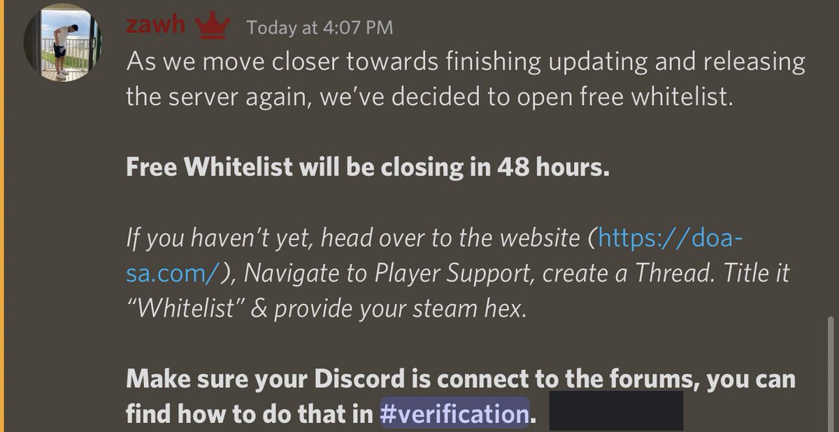 DOARoleplay's tweet photo. Free Whitelist is now available for 48 hours. Head to the discord and follow the steps. https://t.co/7F0d4rGe6w https://t.co/NCRi9B8v9l