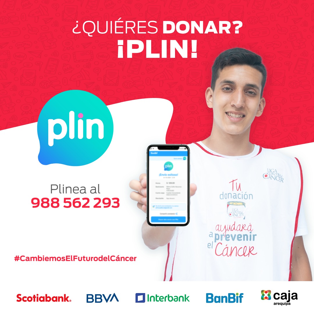 AlexandraYaez18's tweet photo. Necesitamos que los más 3 millones de corazones solidarios de la comunidad de #PLIN se unan a la #ColectaPública2022 donando desde S/.1.00 al 988 562 293.

Gracias a tu ayuda cambiaremos el futuro de cientos de familias que estarán libres del cáncer. 
#CambiemosElFuturodelCáncer https://t.co/9Xpi0q5WrS