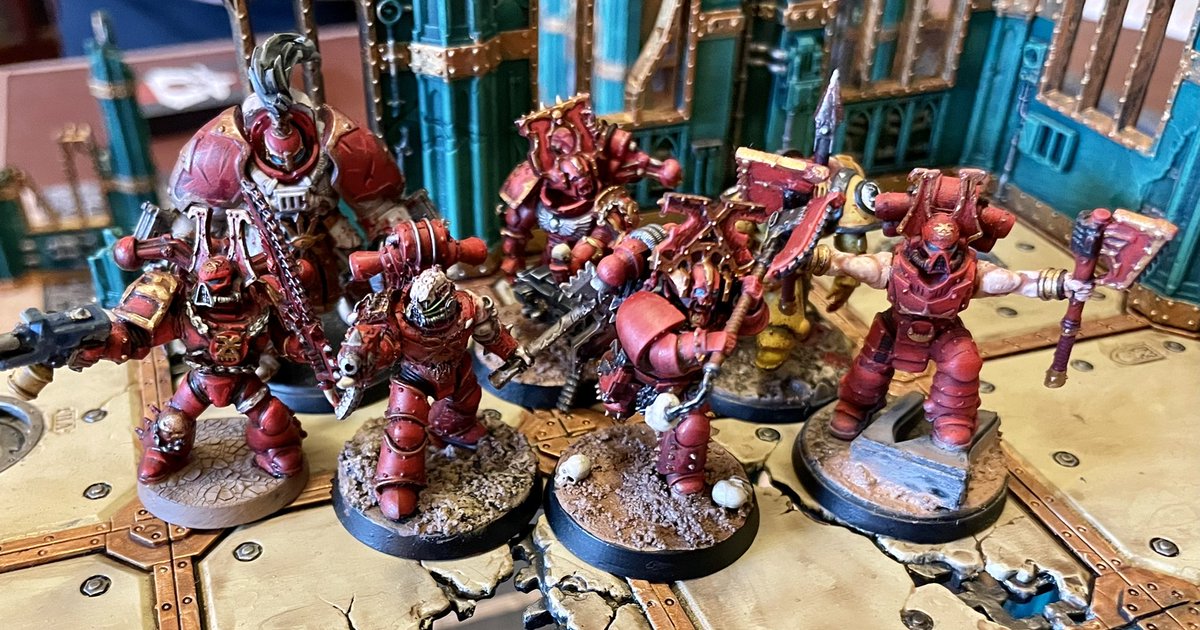Paul89487518's tweet photo. Weekend #KillTeam with my #WorldEaters - they died to a man but collected a few skullz along the way and all blood is welcome to Khorne! Thanks for the game to start our SpecOps campaign @OdysseyOCE #bftbg #WarhammerCommunity https://t.co/JpVmQkzYEl