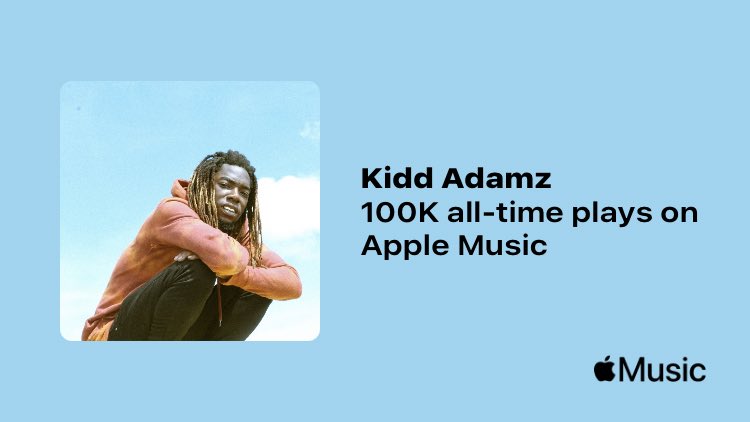 kiddadamz's tweet photo. recently touched 100k+ plays on @AppleMusic. 🏆 the goal is 1M now Kidd.🫡 #KIDDNEXTUP 

https://t.co/9q8LsHiU7L https://t.co/jr6Kf6qMry