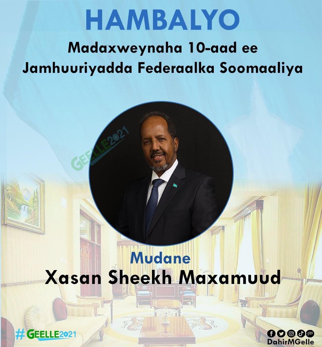 Waxaan u hanbalyaynayaa ummadda Soomaaliyeed, Madaxweynaha la doortay Mudane Xasan Sheekh Maxamuud iyo Baarlamaanka JFS oo u hiilliyey isbedelka gutayna waajibkooda dastuuriga ah. 

#Geelle22
#Geelle21