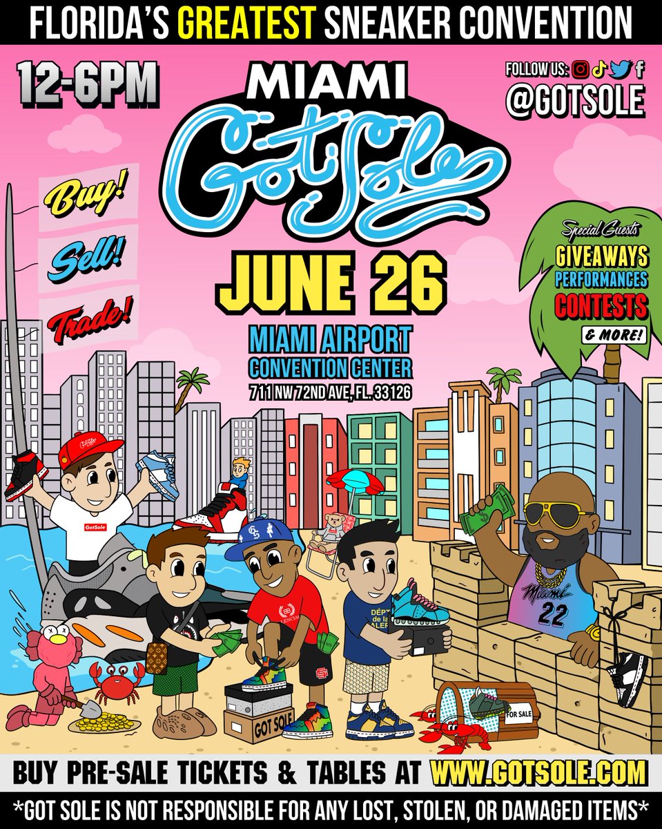 GotSole's tweet photo. Got Sole Takes Over Miami 👟🌴

Get Tickets &amp; Tables ➡️ https://t.co/aaxVlAFk2w https://t.co/AaVryVRprB