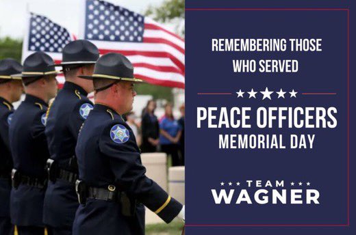 CongressClay's tweet photo. “Thinking of our brave men and women in blue who have been killed or disabled while in the line of duty on this Peace Officers Memorial Day. We respect all of you for your selfless service to our communities.” - Clay Wagner https://t.co/FvQL7GzEzC