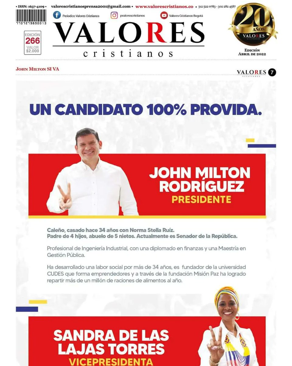 prensa_valores's tweet photo. @JohnMiltonR_  un candidato Pro Vida...
@sandralajas https://t.co/KNeWWmi2Uj