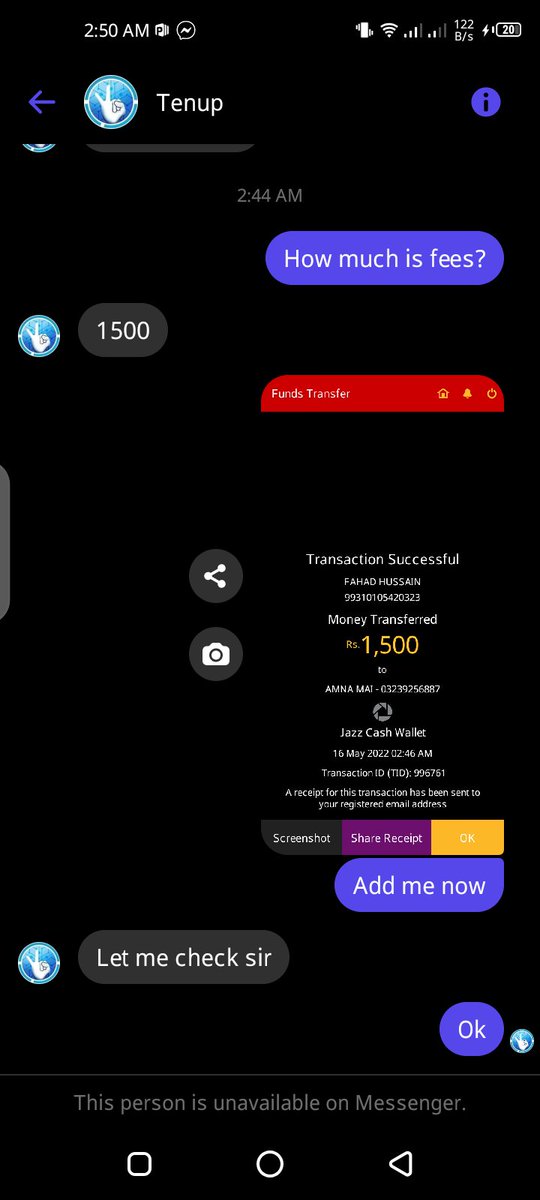 FaahadHussain's tweet photo. @ZakaWaqar your team member blocked me after payment #Wtf https://t.co/l5R8hVxNdv