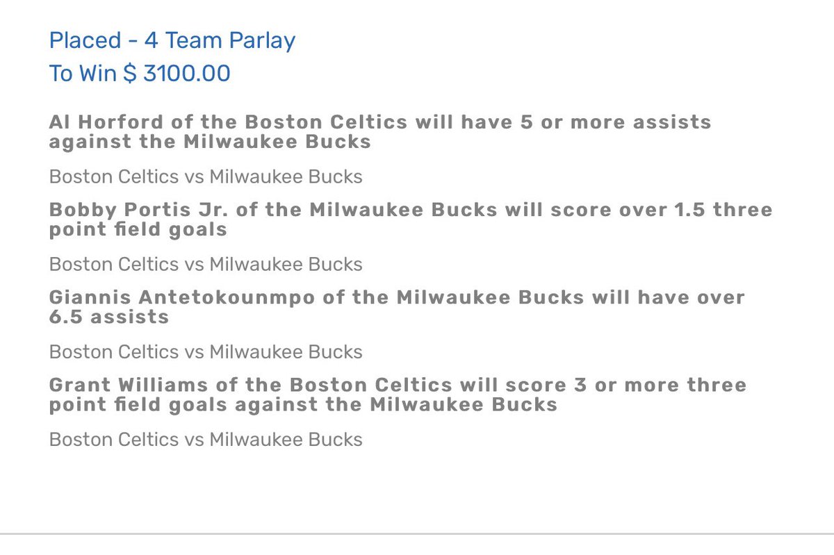 beiyoh's tweet photo. ... another one?? .5u to 31u

#GamblingTwitter #nba #Celtics #parlay https://t.co/RTkcRP7DjL