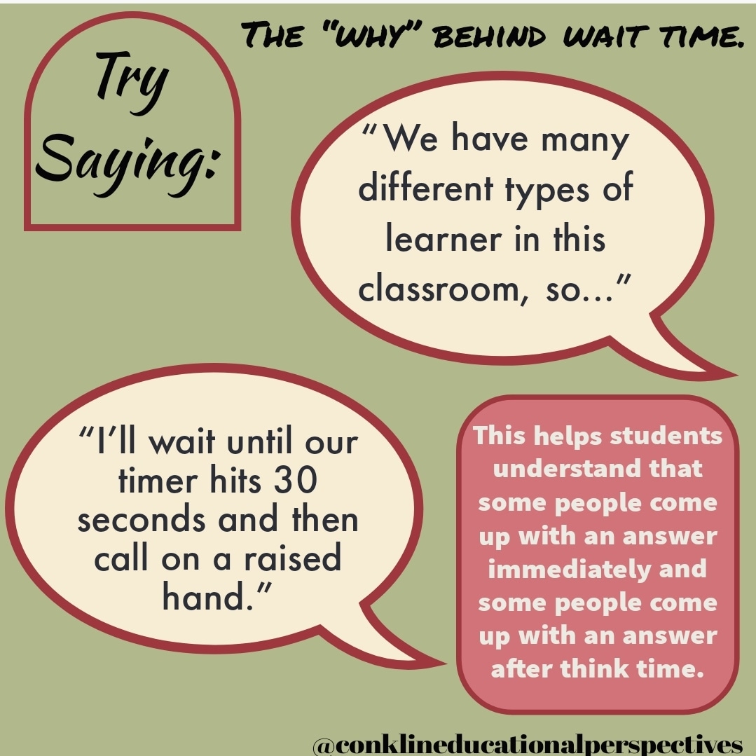 ConkEdPerspect's tweet photo. @MindShiftKQED @woodard_julie Love me some wait time ❤️ https://t.co/LWLYGz6V7u