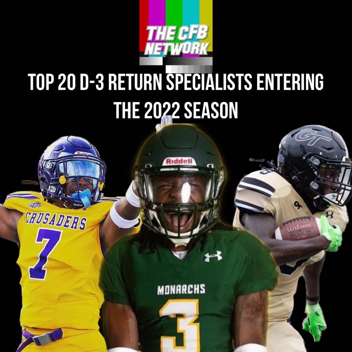 thecfbnetwork's tweet photo. Here are the picks for the CFBNETWORK Top 20 D-3 Return Specialists entering the 2022 season https://t.co/mWQdKEWDiM