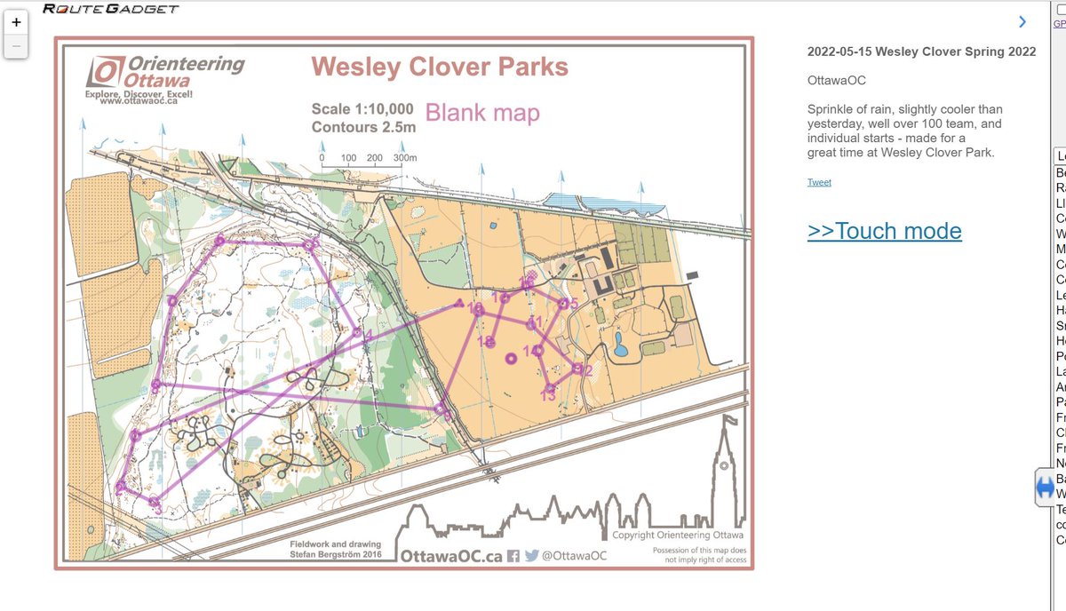 Lots of people out for today's event at Wesley Clover Park @thewcparks - thanks so much for the use of the grounds! Results are posted on the website and RouteGadget is up and waiting ottawaoc.ca/index.php/reso…