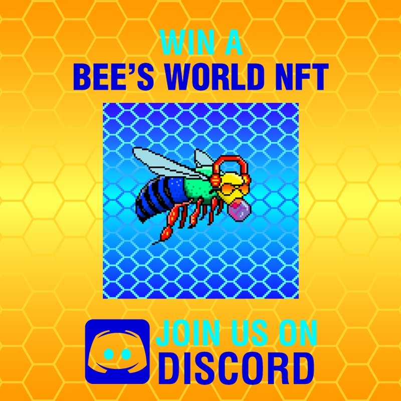 Participate in our GIVEAWAY to win a Bee's World NFT 🎉🎁

👾 Join our Discord 
😃 Invite 3 friends to the server
❤️ Like

discord.io/Bees_World

#BeesWorld #BeesWorldnft #nft #nfts #nftcolecti̇bles #nftgi̇veaway #NFTGiveaways #nftdrops #nftcollectorction #nftcryptoartwork