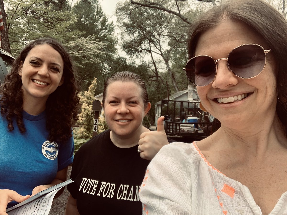 delany_kate's tweet photo. Amazing day of canvassing w this crew today! So many great conversations at the door. Three definite takeaways: 1. People are interested in change, sick of machine control, 2. Strong support for Dems but 3. Norcross is a dirty word #unplugthemachine #Column2June7 https://t.co/qGYZzJ9Tsw