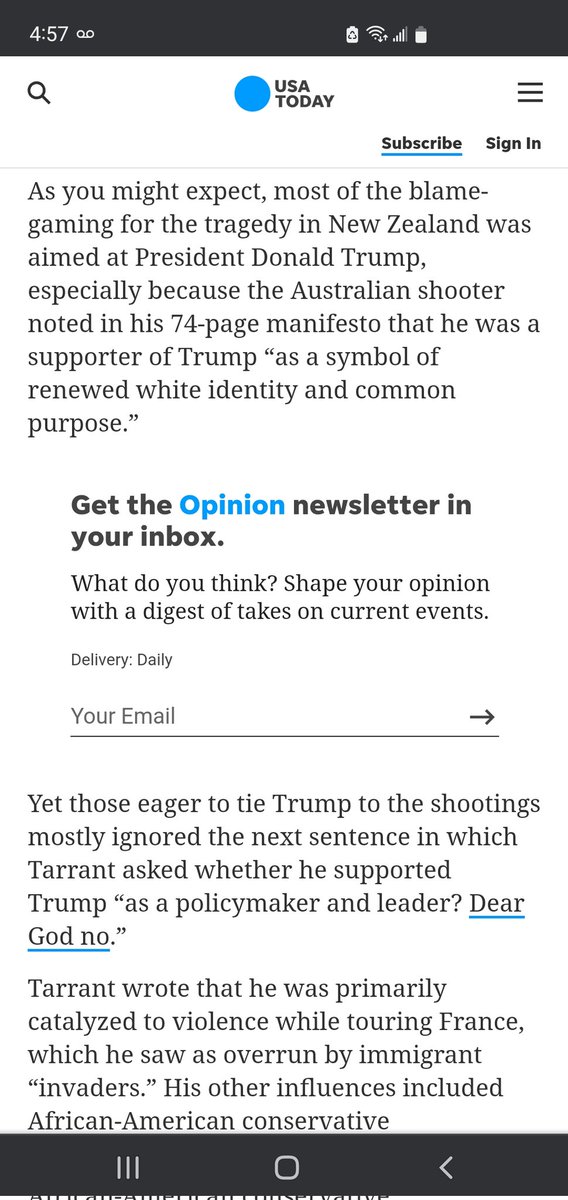 willwritethings's tweet photo. @WajahatAli @thedailybeast But he was communist like his idol Tarrant. USA Today interview is with Tarrant, the other text is from the killer's manifesto. We need to get a handle on extreme communists. https://t.co/O35XolMtJf