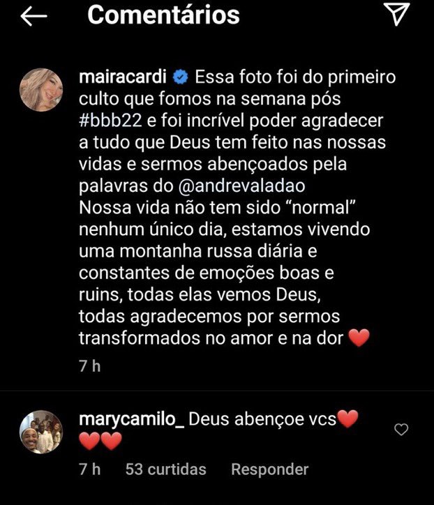 tuitarobertaa's tweet photo. A mãe do PA comentou na foto da maira com o arthur no culto. chocada estou! https://t.co/TG65R6GmT0