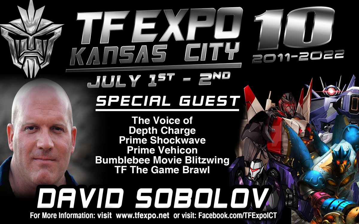 TFExpo's tweet photo. TF Expo is pleased to welcome voice actor David Sobolov @volobos as a featured guest. David is the voice of Blitzwing in the Bumblebee Movie, Depth Charge in Beast Wars &amp; Shockwave in Transformers Prime. Join us in KC on July 1st-2nd &amp; go to https://t.co/ZsY22Nwo0c for more info https://t.co/j4xTAMzC58