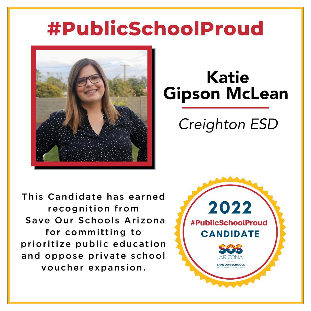 I am a 2022 <a href="/arizona_sos/">Save Our Schools AZ</a> #PublicSchoolProud candidate! 

Free public education should not be treated as a commodity but as a basic right. 

I am a proud product of Creighton, Phoenix Union, and ASU and my commitment to strengthening public education is unwavering.