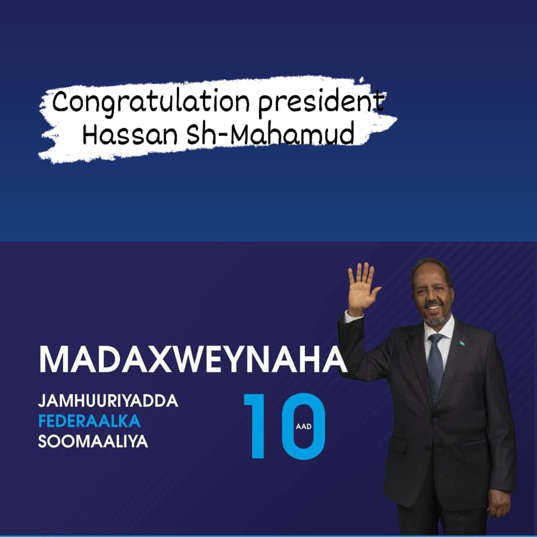 Cabdiraafic7's tweet photo. Congratulations the somali
president of the next coming 4 yrs  #Hassan sh-Mohamud, &amp;
Thanks the ex president 
#Mohamed A-Farmajo.

#SomaliaElections2022 https://t.co/YVvhWZ5gjG