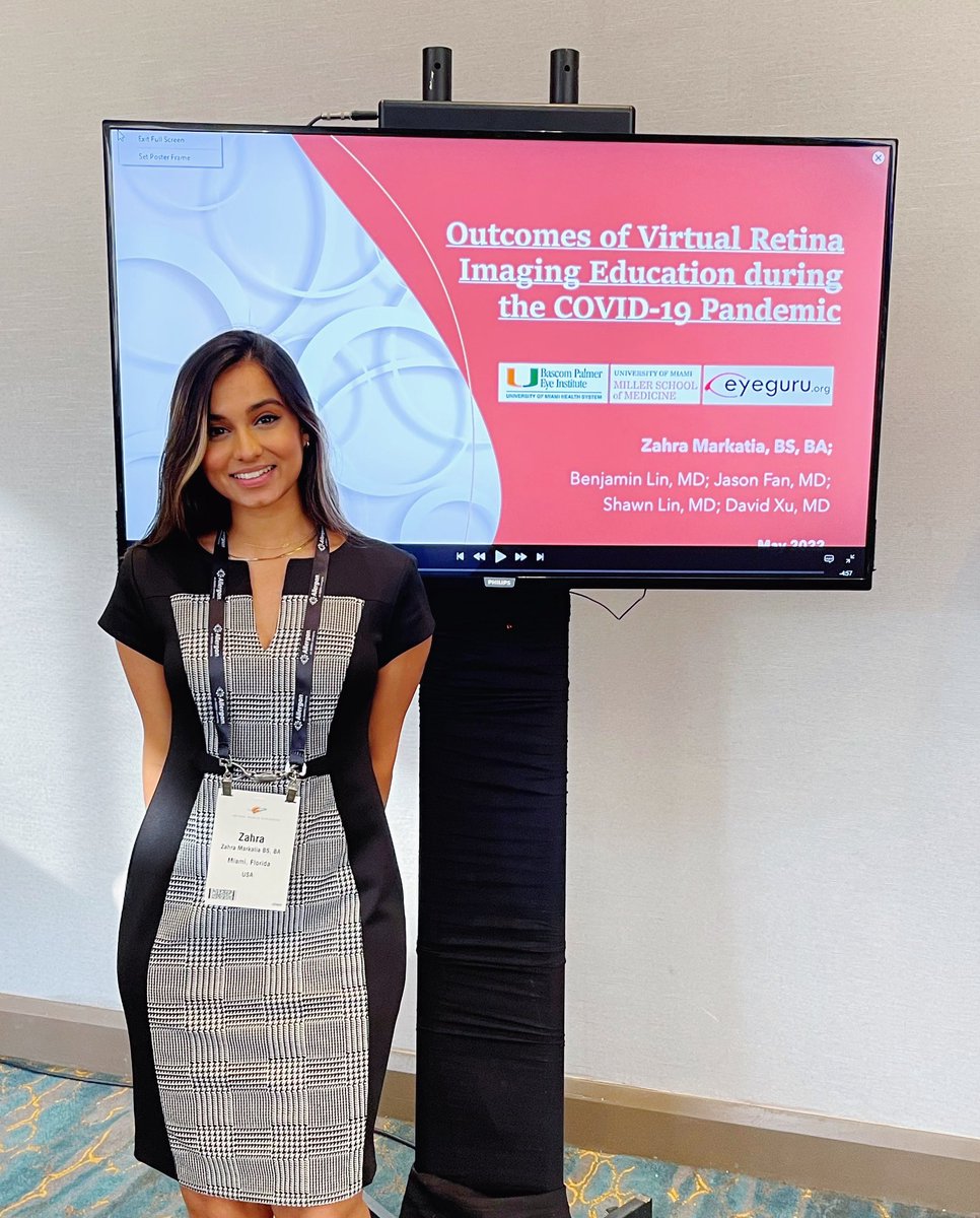 ZahraMarkatia's tweet photo. My presentation about @EyeGuruOrg’s effect on retina-specific ophthalmic education during COVID-19 at Retina World Congress! Loved answering questions about my favorite ophthalmology resource. 🤍 @RWCRetina #RWC2022 #MedTwitter #OphthoTwitter @BascomPalmerEye @umiamimedicine https://t.co/eZZZKyIA0b