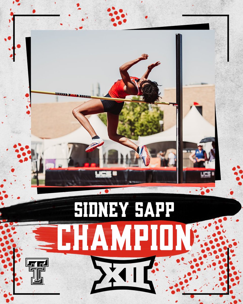 TexasTechTF's tweet photo. BIG 12 CHAMP! 

@SidneySapp with an overall new PR of 1.89m and takes the crown!  She will attempt 1.91m soon https://t.co/sz55gUTMW8