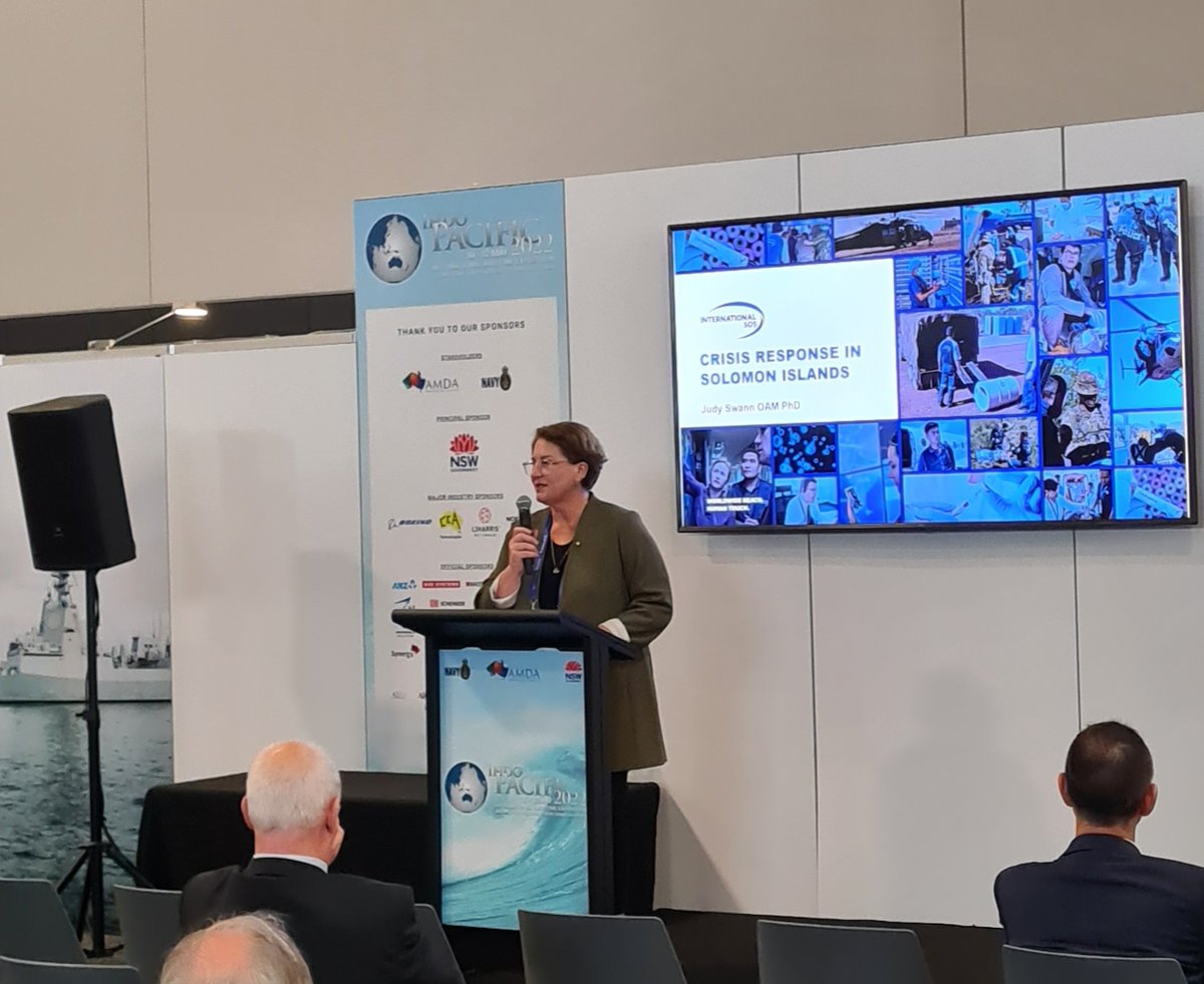 IntlSOSAU's tweet photo. #CIVDEF, The Civilian-Defence Forum was held at #indopacific2022 in Sydney. International SOS   presentation focused on our crisis support in Solomon Islands &amp; how our broad global and regional experiences in crisis response has helped support the Aust. Government in the Pacific https://t.co/N87SrWCUlH